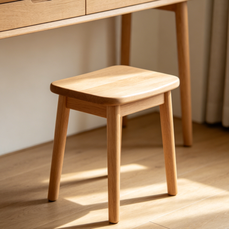 Minimalist Scandinavian Style Wooden Vanity Stool
